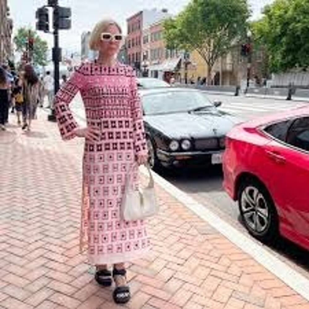 Zara Pink Geometric Print Long Sleeve Resort Travel Vacation Maxi Dress XS NWT - Picture 4 of 13